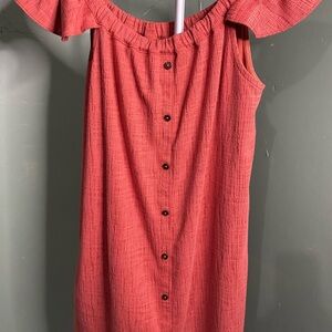 Pink Off-Shoulder Midi Sundress